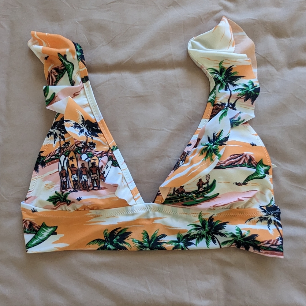 Aerie ruffle triangle swim top